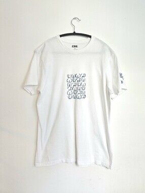 White Graphic T-Shirt - Linocut Print